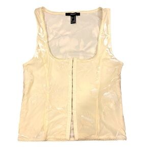 Forever 21 Velvet Cream Lace Trim Top